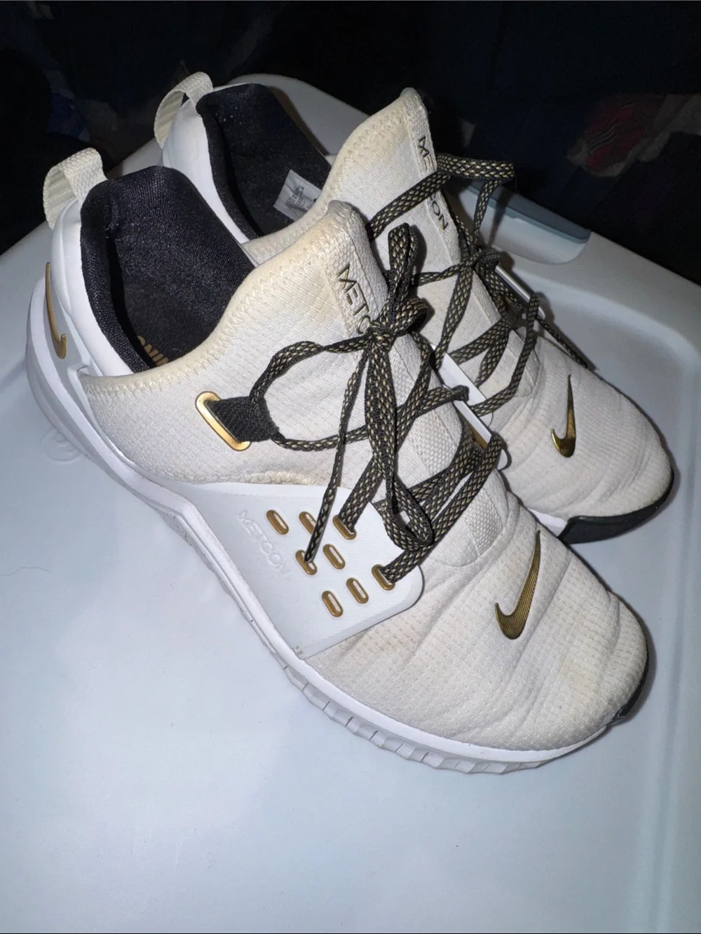 Nike Women's Gold and Cream Trainers